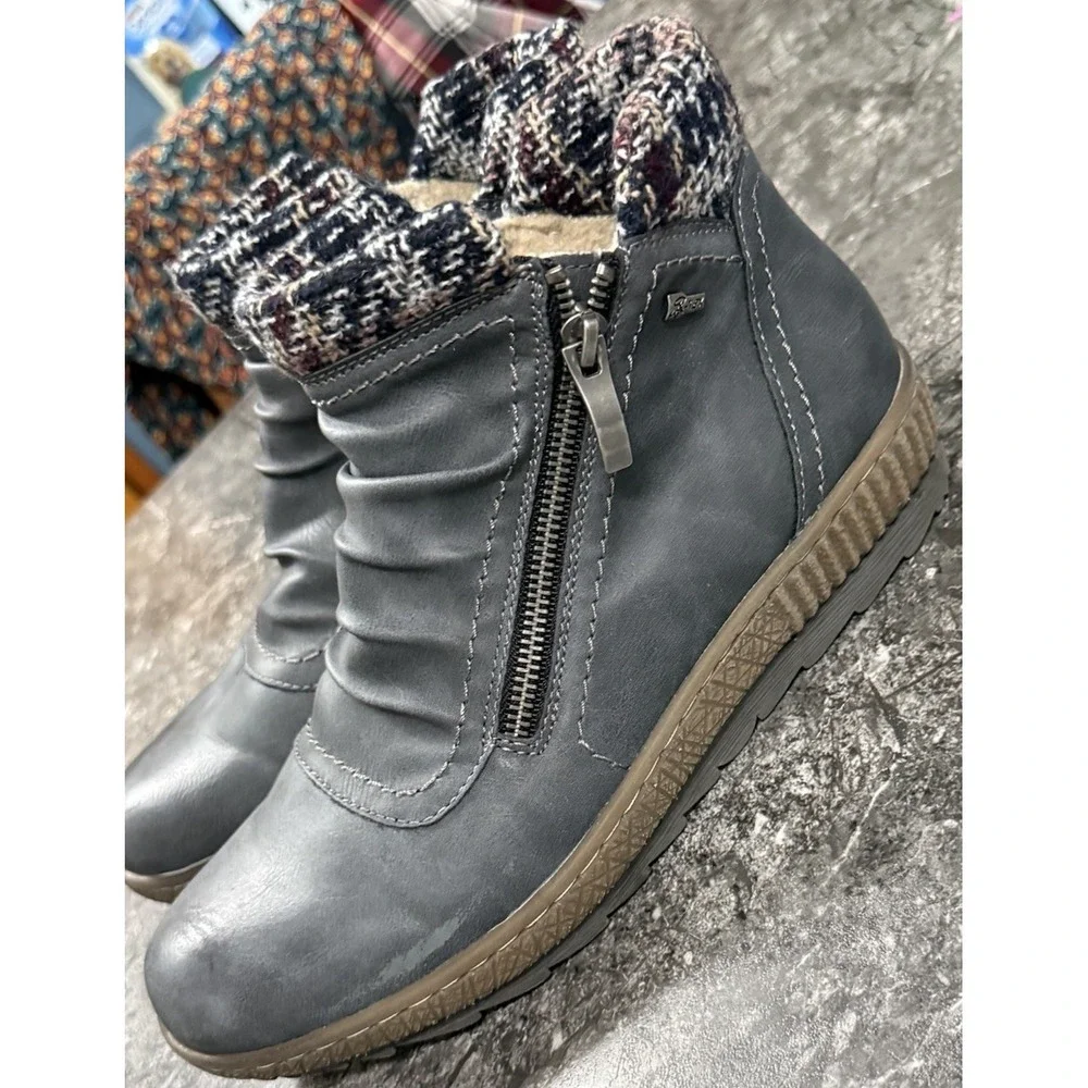 Spring Step Womens Relife Cleora Sherpa Lined Zip Boots Water Resistant Blue‎ 10